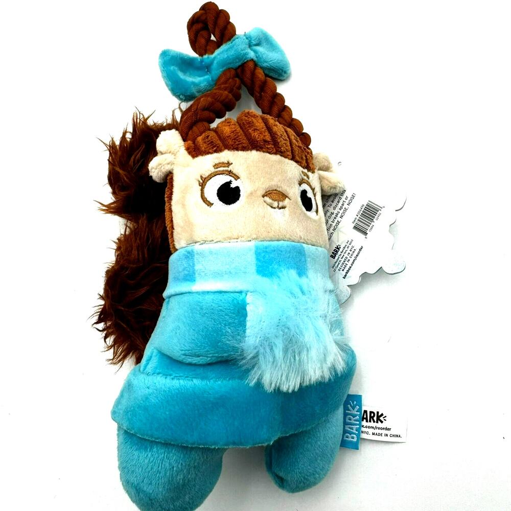 BARK BOX | NEW Fluffy Sue‎ Medium Plush Dog Toy Squeak Crinkle t-shirt rope Who